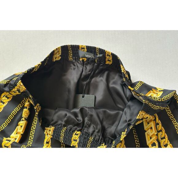 Versace Chain Print Silk Men's Black/Gold Shorts 50 Eu (32”) 1010119 NWT $1500 - Picture 7 of 12